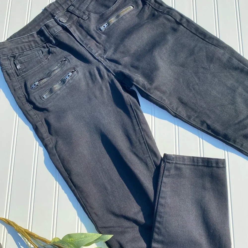Kancan Zippered Double Front Pockets Black Skinny Jeans